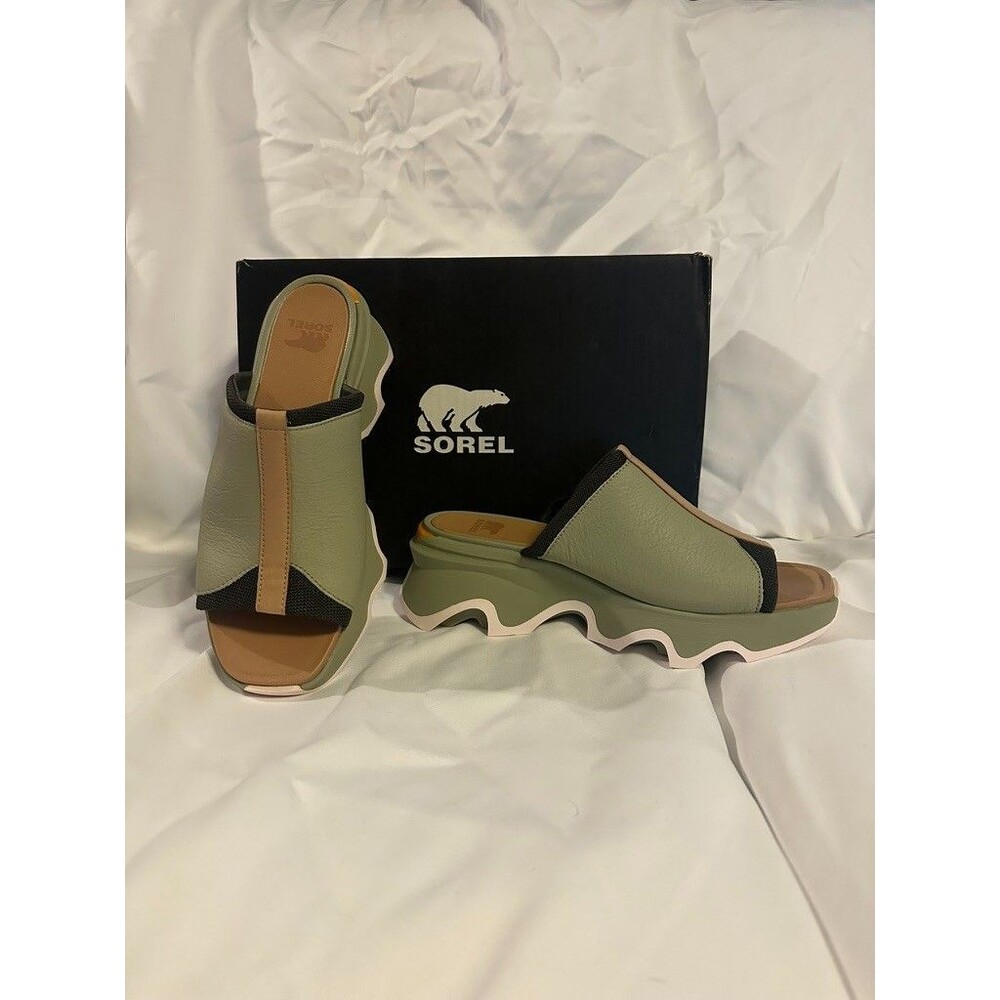 New In Box Sorel Kinetic Impat Slide High Sandal Size 9 Woman's Safari Dreamy